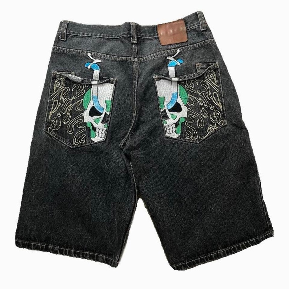 vintage embroidered ed hardy jorts size 40